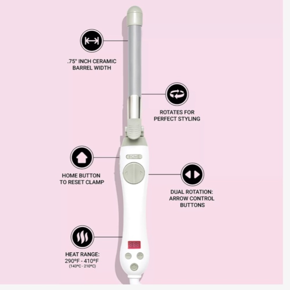 Beachwaver® S-Series S.75 Rotating Curling Iron Set w blue hair clip & scrunchie - Picture 8 of 12
